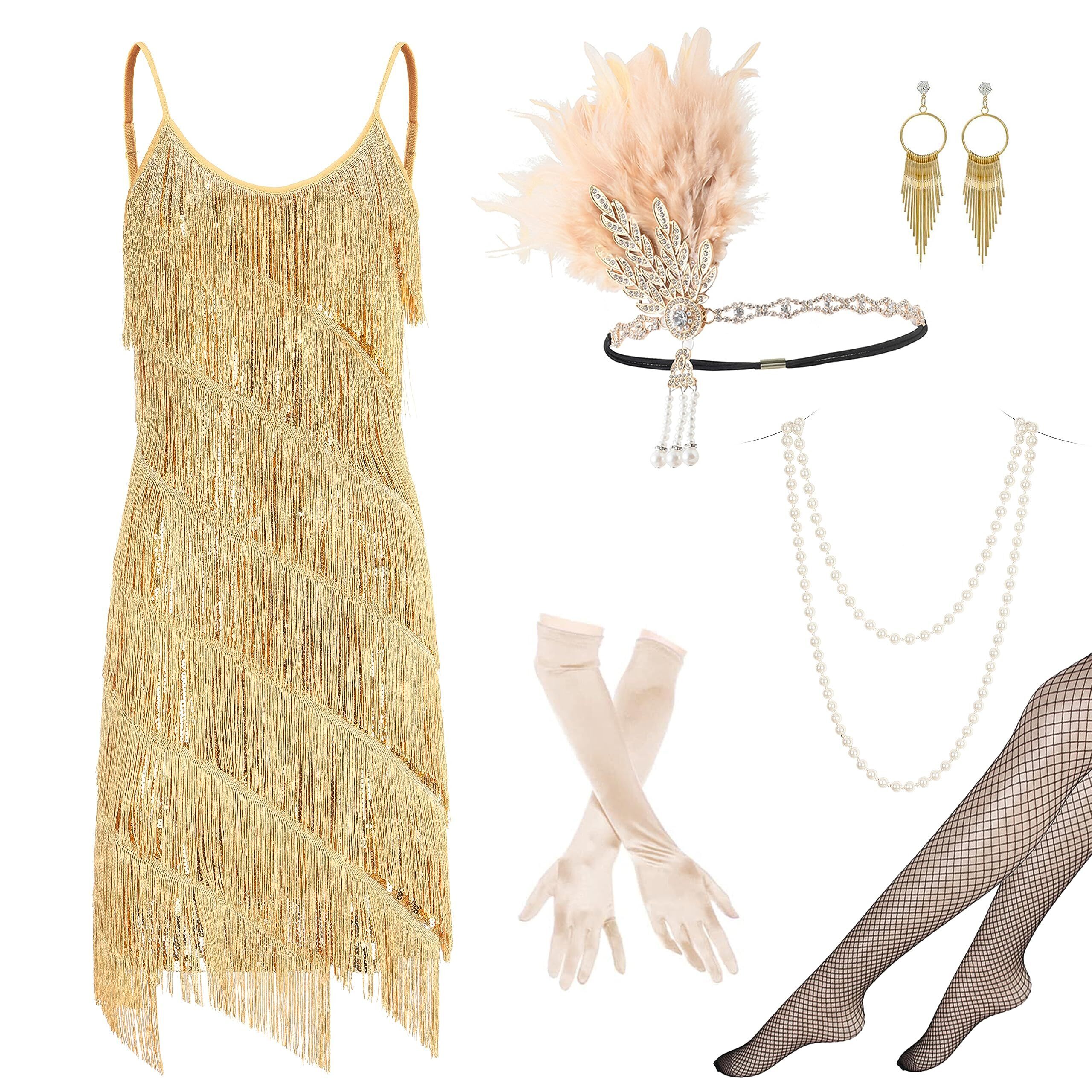 7421 1920s Flapper Dress Sequins Gatsby Dress Roaring 20s
